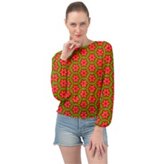 Pattern Flower Texture Seamless Banded Bottom Chiffon Top by Simbadda