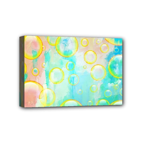 Bubbles Blue Floating Air Mini Canvas 6  X 4  (stretched) by Simbadda