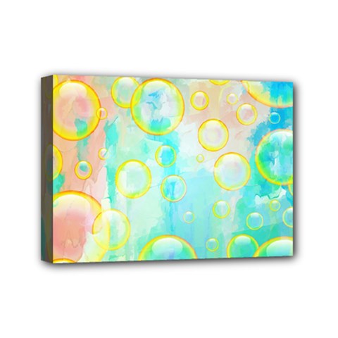 Bubbles Blue Floating Air Mini Canvas 7  X 5  (stretched) by Simbadda