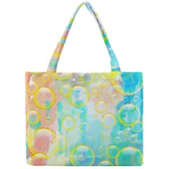 Bubbles Blue Floating Air Mini Tote Bag by Simbadda