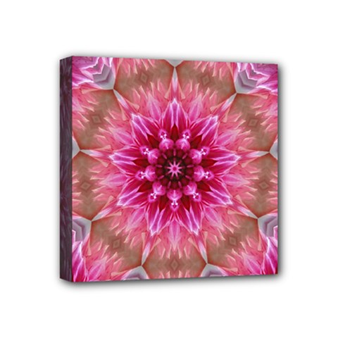 Flower Mandala Art Pink Abstract Mini Canvas 4  X 4  (stretched) by Simbadda