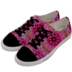 Flower Mandala Art Pink Abstract Men s Low Top Canvas Sneakers by Simbadda