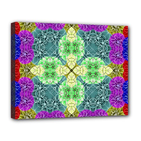 Flower Design Design Artistic Canvas 14  X 11  (stretched) by Simbadda