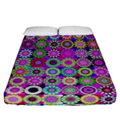 Design Circles Circular Background Fitted Sheet (queen Size) by Simbadda