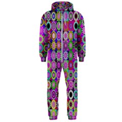 Design Circles Circular Background Hooded Jumpsuit (men)  by Simbadda