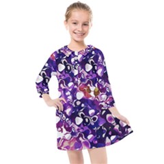 Paint Texture Purple Watercolor Kids  Quarter Sleeve Shirt Dress by Simbadda