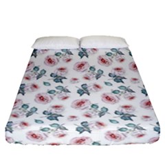 Watercolor Roses Lace Background Fitted Sheet (queen Size) by Simbadda