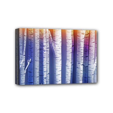 Birch Tree Background Scrapbooking Mini Canvas 6  X 4  (stretched) by Simbadda