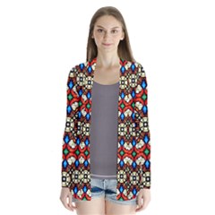 Stained Glass Pattern Texture Face Drape Collar Cardigan by Simbadda