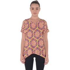 Pattern Decoration Abstract Flower Cut Out Side Drop Tee by Simbadda