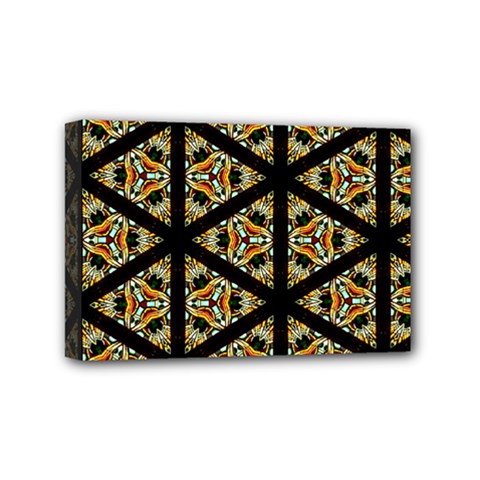 Pattern Stained Glass Triangles Mini Canvas 6  X 4  (stretched) by Simbadda