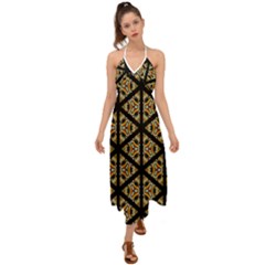 Pattern Stained Glass Triangles Halter Tie Back Dress  by Simbadda