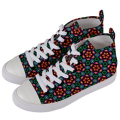 Pattern Texture Seamless Floral Women s Mid-top Canvas Sneakers by Simbadda