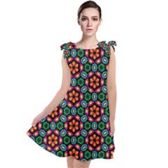 Pattern Texture Seamless Floral Tie Up Tunic Dress by Simbadda