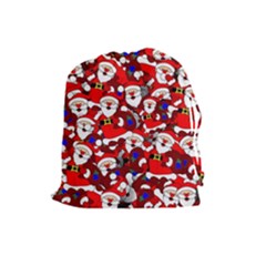 Nicholas Santa Christmas Pattern Drawstring Pouch (large)