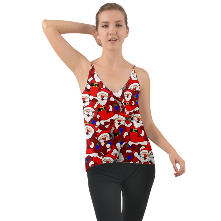 Nicholas Santa Christmas Pattern Chiffon Cami