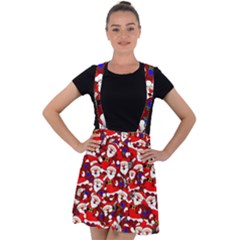 Nicholas Santa Christmas Pattern Velvet Suspender Skater Skirt by Simbadda