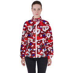 Nicholas Santa Christmas Pattern Women s High Neck Windbreaker