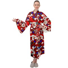 Nicholas Santa Christmas Pattern Maxi Velour Kimono by Simbadda