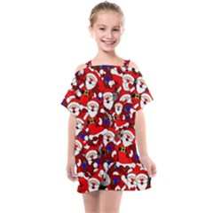 Nicholas Santa Christmas Pattern Kids  One Piece Chiffon Dress by Simbadda