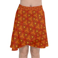 Pattern Fall Colors Seamless Bright Chiffon Wrap Front Skirt by Simbadda