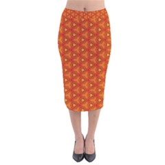 Pattern Fall Colors Seamless Bright Velvet Midi Pencil Skirt by Simbadda