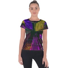 Data City Large Fiction Digital Short Sleeve Sports Top  by Simbadda