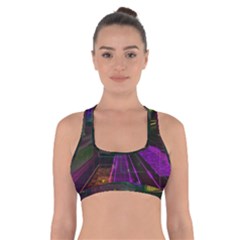 Data City Large Fiction Digital Cross Back Sports Bra by Simbadda