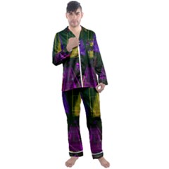 Data City Large Fiction Digital Men s Satin Pajamas Long Pants Set