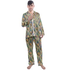 Tribal Background Boho Digital Paper Men s Satin Pajamas Long Pants Set