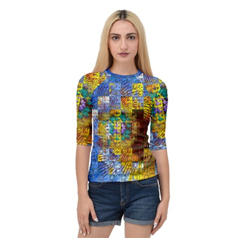 Sunflower Kaleidoscope Pattern Quarter Sleeve Raglan Tee by Simbadda