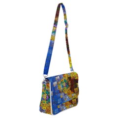 Sunflower Kaleidoscope Pattern Shoulder Bag With Back Zipper by Simbadda