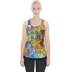 Sunflower Kaleidoscope Pattern Piece Up Tank Top by Simbadda