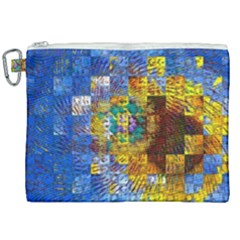 Sunflower Kaleidoscope Pattern Canvas Cosmetic Bag (xxl) by Simbadda