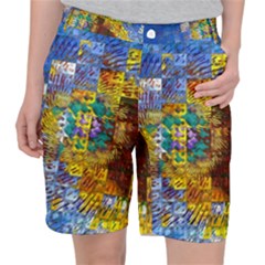 Sunflower Kaleidoscope Pattern Pocket Shorts by Simbadda