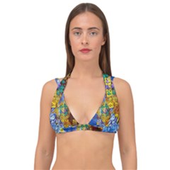 Sunflower Kaleidoscope Pattern Double Strap Halter Bikini Top by Simbadda