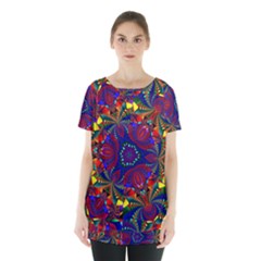 Kaleidoscope Pattern Ornament Skirt Hem Sports Top by Simbadda