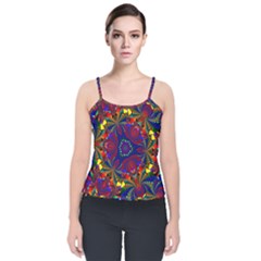 Kaleidoscope Pattern Ornament Velvet Spaghetti Strap Top