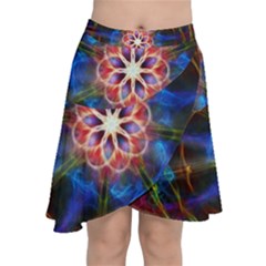 Mandala Pattern Kaleidoscope Chiffon Wrap Front Skirt