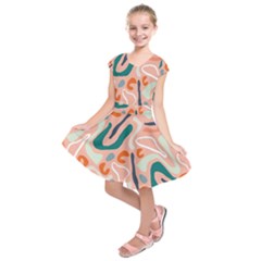 Organic Forms And Lines Seamless Pattern Kids  Short Sleeve Dress