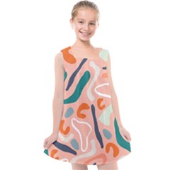 Organic Forms And Lines Seamless Pattern Kids  Cross Back Dress