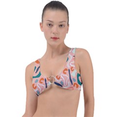 Organic Forms And Lines Seamless Pattern Ring Detail Bikini Top