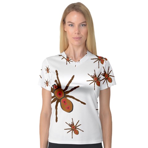 Insect Spider Wildlife V-neck Sport Mesh Tee by Mariart