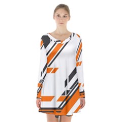 Abstract Art Pattern Long Sleeve Velvet V-neck Dress