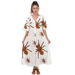 Insect Spider Wildlife Kimono Sleeve Boho Dress