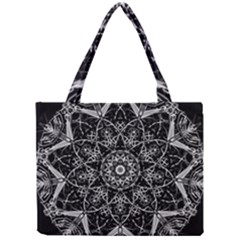 Black And White Pattern Monochrome Lighting Circle Neon Psychedelic Illustration Design Symmetry Mini Tote Bag