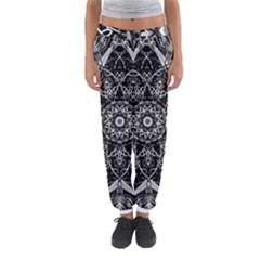 Black And White Pattern Monochrome Lighting Circle Neon Psychedelic Illustration Design Symmetry Women s Jogger Sweatpants