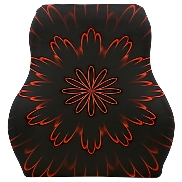 Abstract Glowing Flower Petal Pattern Red Circle Art Illustration Design Symmetry Digital Fantasy Car Seat Velour Cushion 
