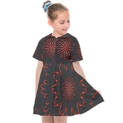 Abstract Glowing Flower Petal Pattern Red Circle Art Illustration Design Symmetry Digital Fantasy Kids  Sailor Dress by Vaneshart