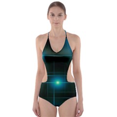 Light Shining Lighting Blue Night Cut-out One Piece Swimsuit